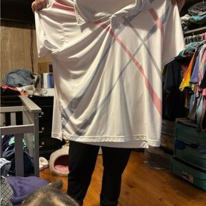 Izod Golf White Polo with Red and Blue Accents